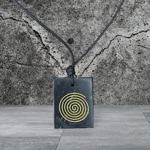 Anti-EMF Engraved Natural Shungite EMF/5G Protection Pendant Necklace with or without Frequency Disc, Different Pendants