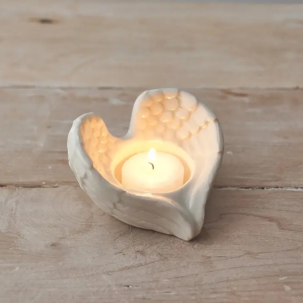 Angel Wing White Tealight Holder, Festive Decor