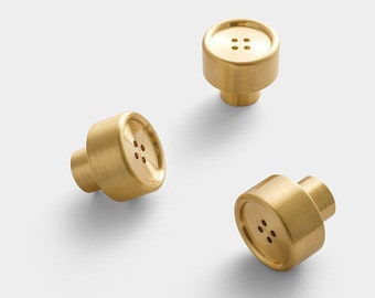 Satin Brass Furniture Handles Door Gold Knobs for Cabinet Kitchen Cupboard Drawer Pulls Modern