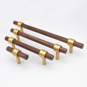 Valnöts- och mässingshandtag: T-formade lådhandtag