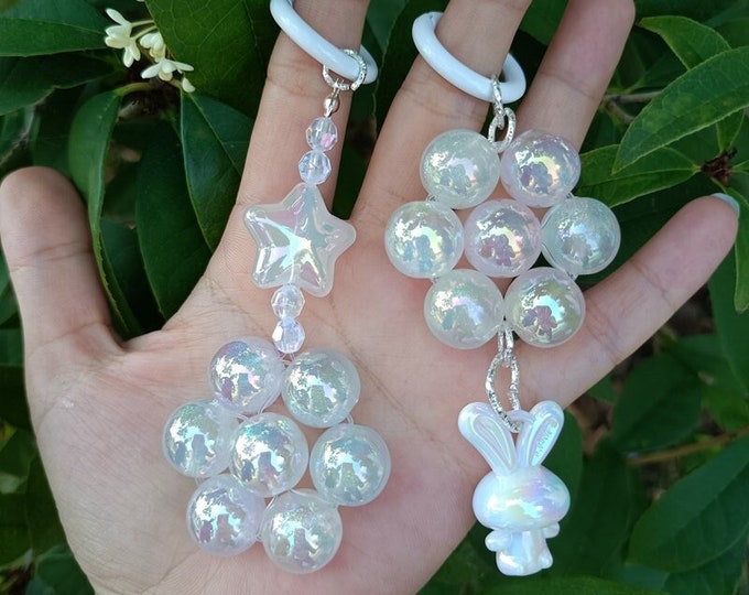 Cartoon Rabbit Keychain Diy Beaded Bracelet Cute Acrylic Purse Handbag ...