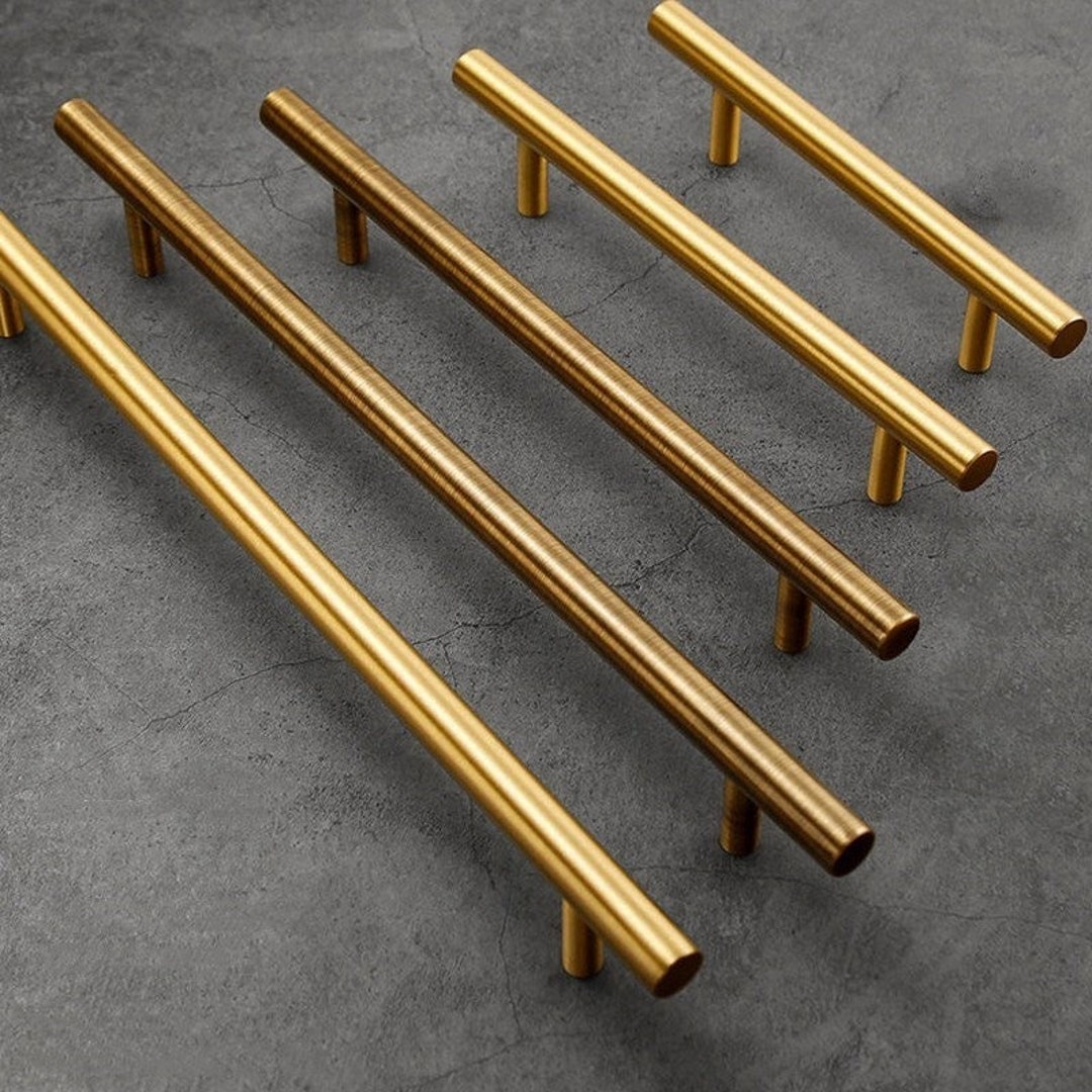 Solid Brass Kitchen Cupboard Knobs and Handles Gold Drawer