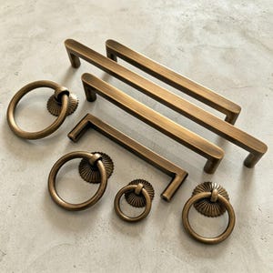 Vintage Brass Kitchen Cabinet Knobs and Handles Antique Drawer Dresser Pulls Furniture Handles