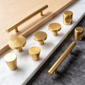 Satin Messing Schrank Schublade Knäufe Griffe: Gold Küchenschrank Knäufe