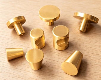 Boutons de tiroir d'armoire en laiton brossé : poignées de commode modernes dorées