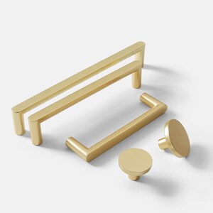 Modern Solid Brass Cabinet Handles Furniture Drawer Knobs Dresser Pulls Gold Kitchen Cupboard Door Pull Handles Long