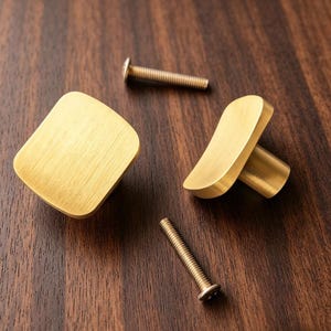 Brushed Brass Cabinet Knobs: Modern Gold Cupboard Drawer Pulls