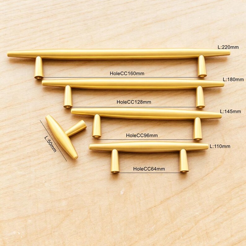 Brushed Brass Cabinet Handles: Modern Gold Drawer Pulls - Etsy