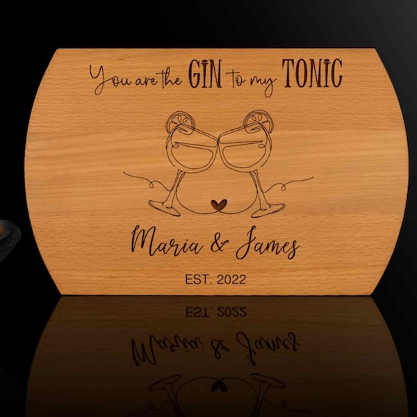 Gin and Tonic Personalized Cutting Board Engraved Funny Relationship Gift Long Drink Gift for him Gift for Husband Boyfriend Gift from Wife