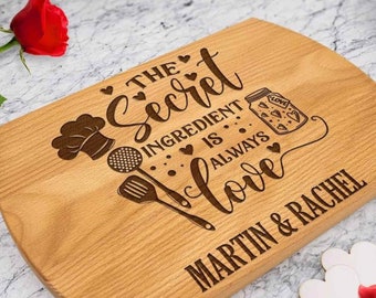 Custom Mother's Day Cutting Board 'The secret ingredient is always love' Personalized Engraved Gift for Mom Grandma Mother Granny from Kids