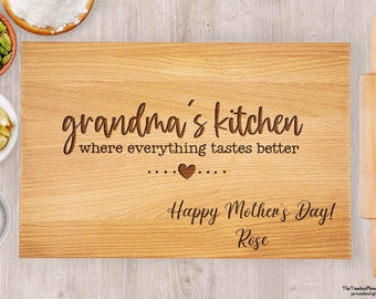 Personalized Grandma's Kitchen Cutting Board for Gift for Grandmother Granny Mother's day Gift Mom Mother Gift for Gigi Mothers Day Gifts