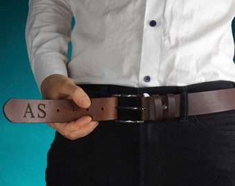Personalized Classic Leather Belt for Valentines day in 6 colors, Leather Belt with Custom Engraving Name and secret message, Gift for him