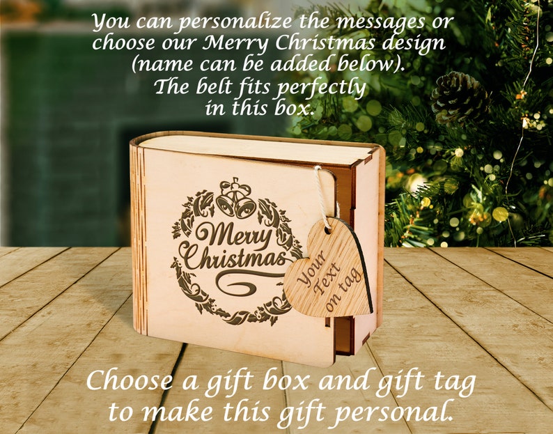 personalizable gift box with festive patterns and personal message.