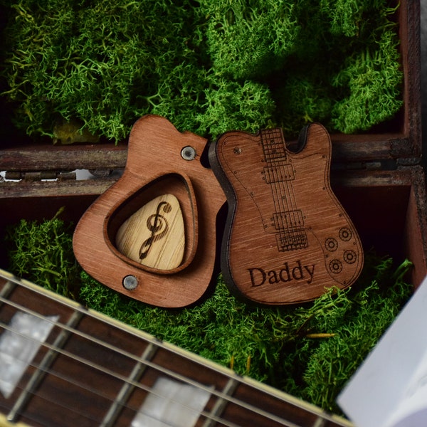 Plektrumhalter Magnetbox PickHolder | personalisierte Plektren mit Gravur, lasergravierten Schemas | persönliche Geschenke Gitarren-Zubehör