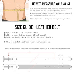 For the correct belt size meassure your waist circumference. If you are unsure or happen to fall between two sizes, order a size longer belt.