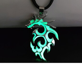 Luminous Dragon Necklace Glowing Night Fluorescence Antique Silver Plated  Glow In The Dark Necklace for Men Women Party Hallowen - AliExpress