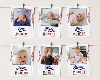 Rookie of the Year First Birthday Banner, Baseball First Year Photo Banner Template, First Year Photos, Printable 1st Birthday Photo Garland