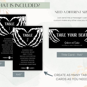 Halloween Wedding Seating Chart Cards, Gothic Wedding Seating Cards ...