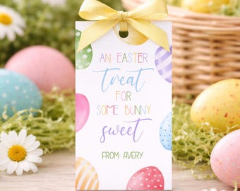 Etiqueta de regalo de Pascua editable, Un dulce de Pascua para algún conejito, Etiqueta para regalos de fiesta escolar de Pascua para niños, Plantilla de Canva (Descarga digital)