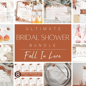 Fall Bridal Shower Invitation Bundle, Printable Bridal Shower Bundle, Autumn Bridal Shower Signs, Boho Bridal Shower Set, Terracotta Shower