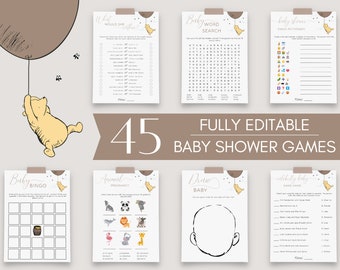 Winnie The Pooh Baby Shower Games Bundle, Winnie The Pooh Baby Shower Games, Printable Shower Games, Baby Predictions, Baby Shower Bingo