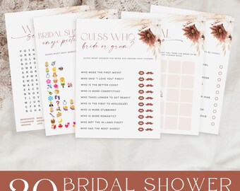 Fall Bridal Shower Games, Autumn Bridal Shower Bundle, Bridal Shower Game Pack, Fall Printable Games, Terracotta Floral Shower, Fall in Love