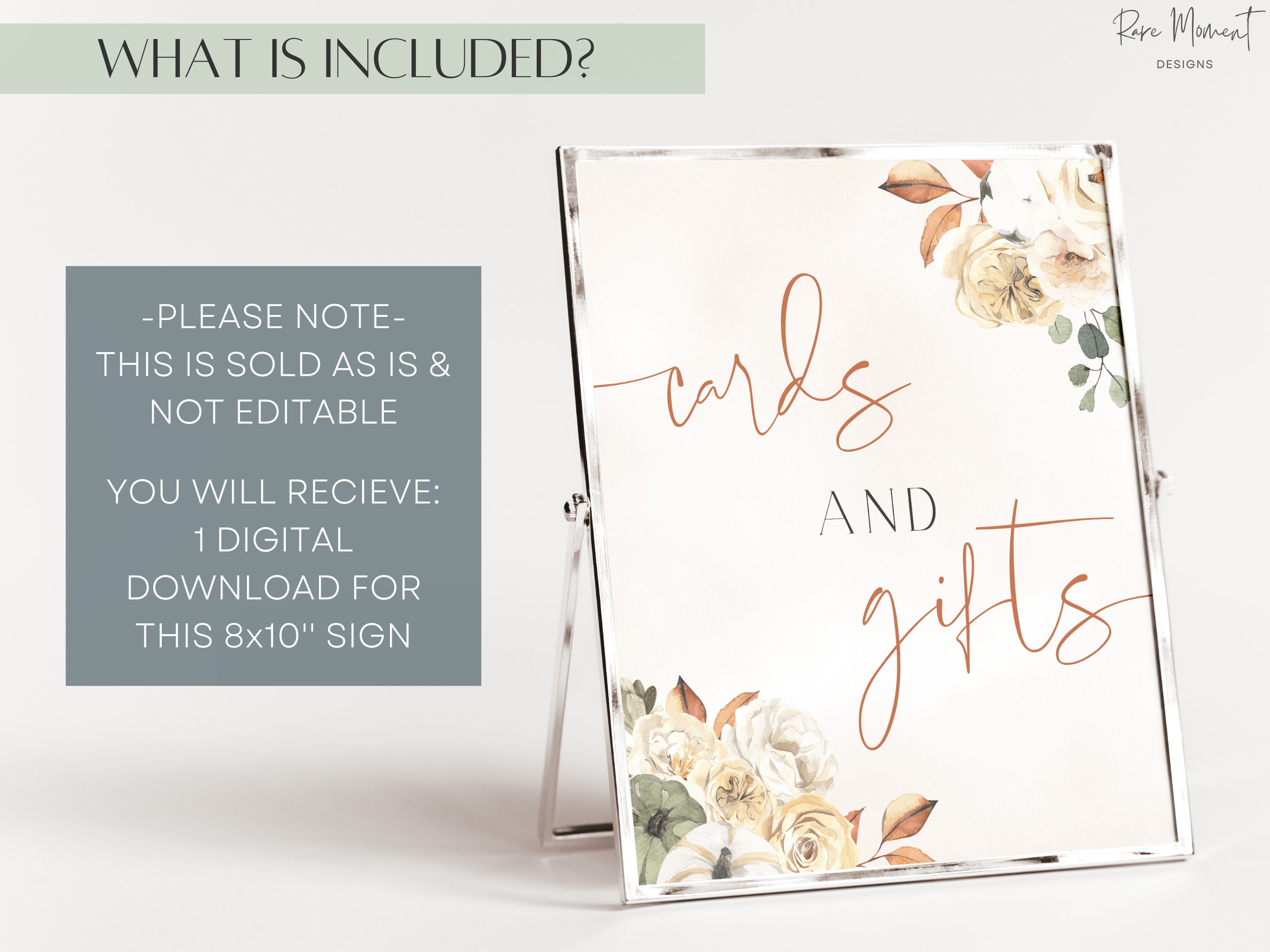 Printable Pumpkin Cards and Gifts Sign, Fall Gift Table Sign, Autumn ...