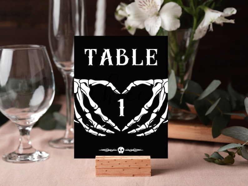 Goth wedding table signs