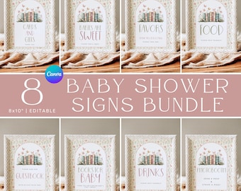 A New Chapter Begins Baby Shower Signs, Girl Baby Shower Signage, Storybook Shower Signs, Editable Table Sign Decor, Book Baby Shower Bundle