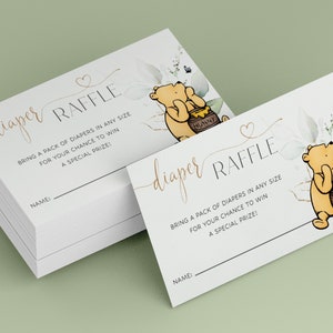 Classic Winnie the Pooh Diaper Raffle Sign, Winnie the Pooh Baby Shower ...