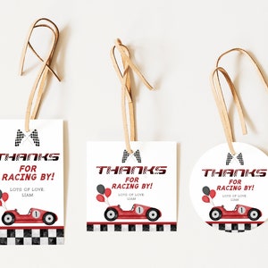 Fast One Birthday Favor Tags Template, Fast One 1st Birthday Favors, Race Car Birthday Thank You Tags, Boy 1st Birthday Printable Gift Tags