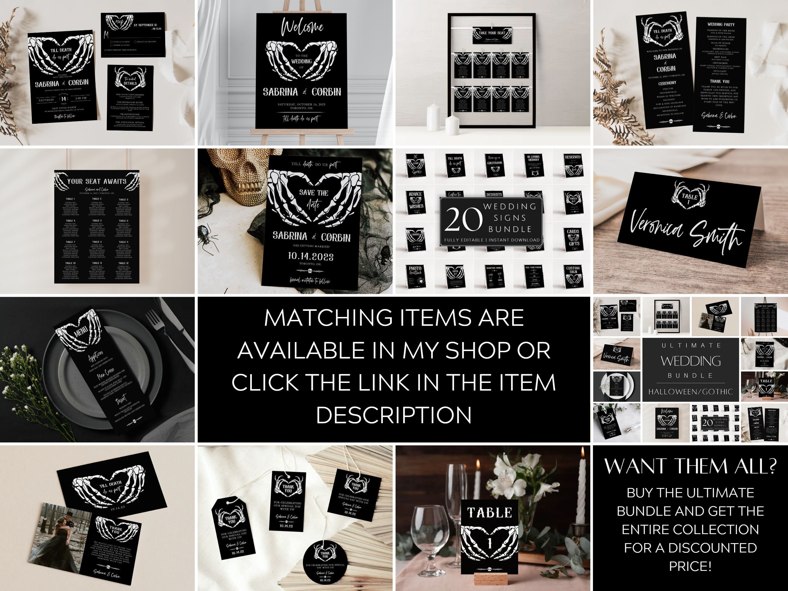 Halloween Wedding Table Numbers, Gothic Wedding Table Number Signs ...