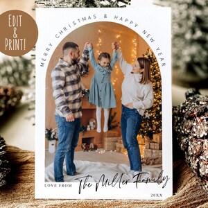 EDITIERBARE Weihnachtskartenvorlage, Foto Weihnachtskarte, Boho Urlaubskarte, Minimalistische Weihnachtskarte druckbar, 5x7 Urlaub Digital Download