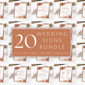 Wedding Signs Bundle, Terracotta Wedding Sign Bundle, Editable Wedding Signage, Printable Wedding Signs, Fall Wedding Signs Instant Download