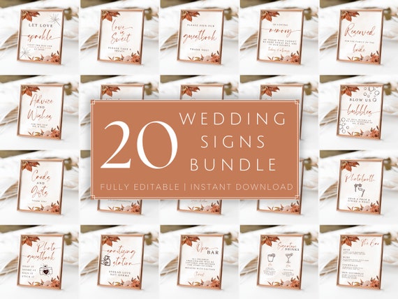 Printable Fall Wedding Sign Bundle