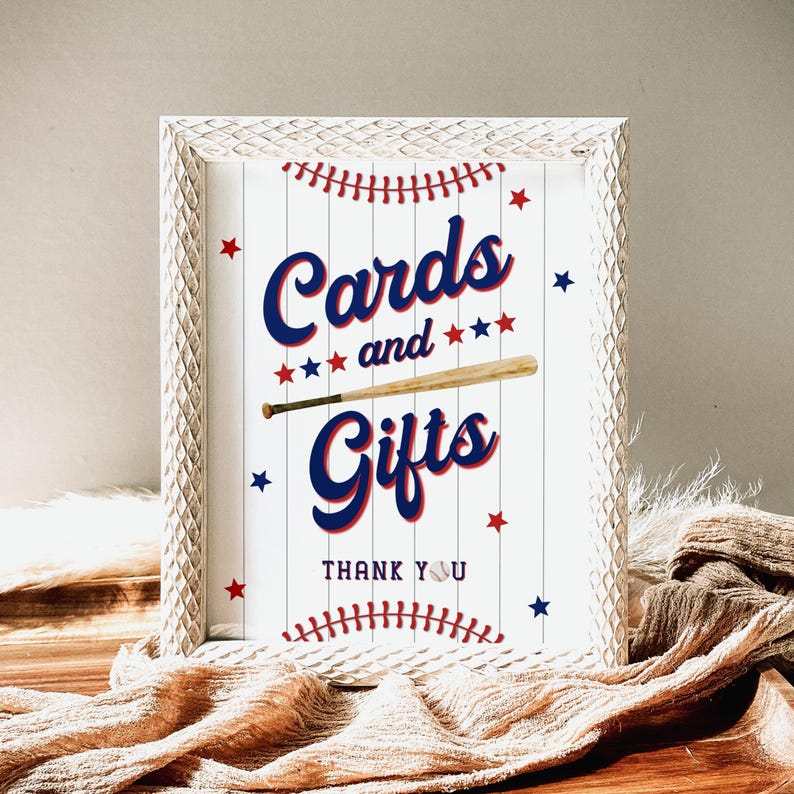 Rookie of the Year First Birthday Sign, Baseball Birthday Party Sign, Cards and Gifts Sign Printable, Rookie Year Boy Birthday Party Decor image 8