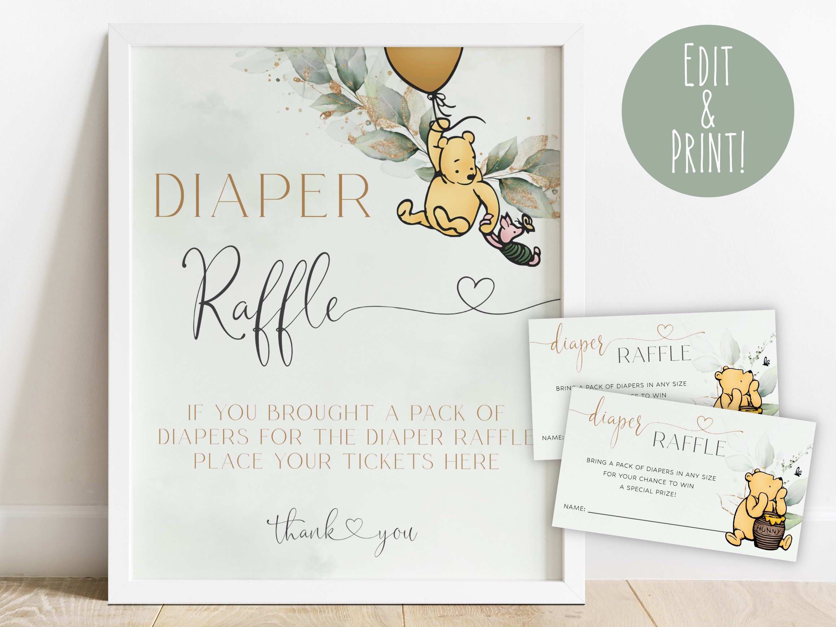 Classic Winnie the Pooh Diaper Raffle Sign Winnie the Pooh Etsy Canada