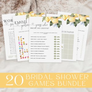 Lemon Bridal Shower Games Bundle, Bridal Shower Printable Games, Citrus Bridal Shower Game Signs, Bridal Shower Bingo, Bridal Trivia, Canva