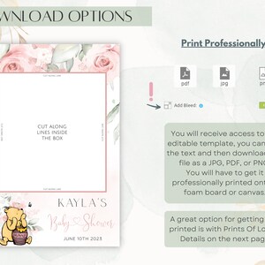Pink Winnie the Pooh Photobooth Frame Template, Printable Girl Baby ...