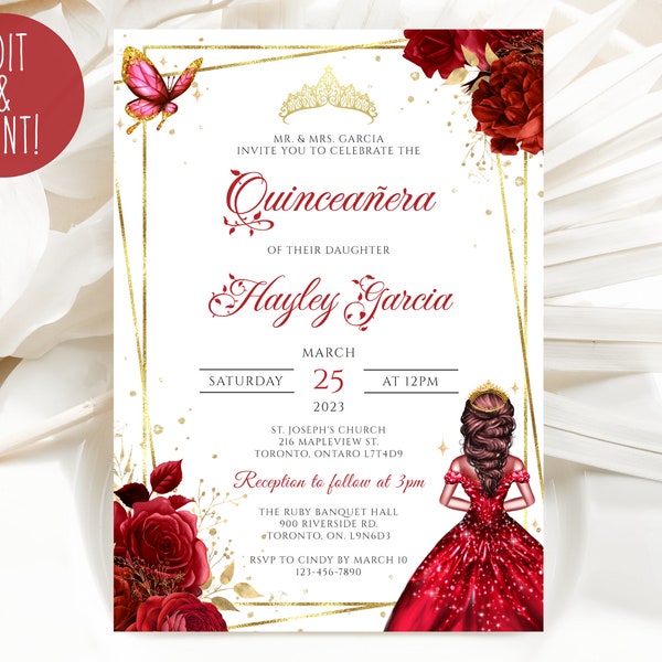 Quince Invitations Red Etsy