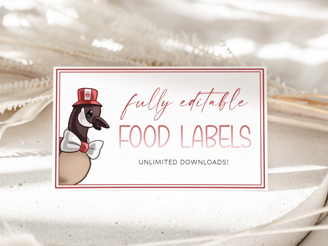 Canada Day Food Labels Canada Day Food Tents Printable Etsy