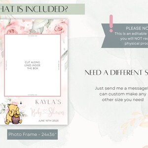 Pink Winnie the Pooh Photobooth Frame Template, Printable Girl Baby ...