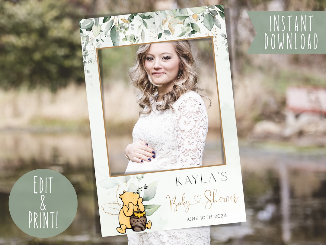 Classic Winnie the Pooh Photobooth Frame Template, Printable Baby ...