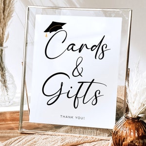 Enseigne pour cartes et cadeaux de remise des diplômes 2025, enseigne de table boîte de remise de diplômes, enseigne de table de remise de diplôme imprimable, décoration de diplômé