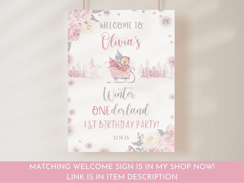Winter Onederland Invitation Template Pink Winter Onederland Invitation Girl Winter 1st Birthday Digital Invite Onederland
