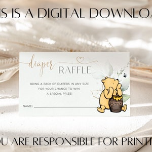 Classic Winnie the Pooh Diaper Raffle Tickets, Winnie the Pooh Baby ...