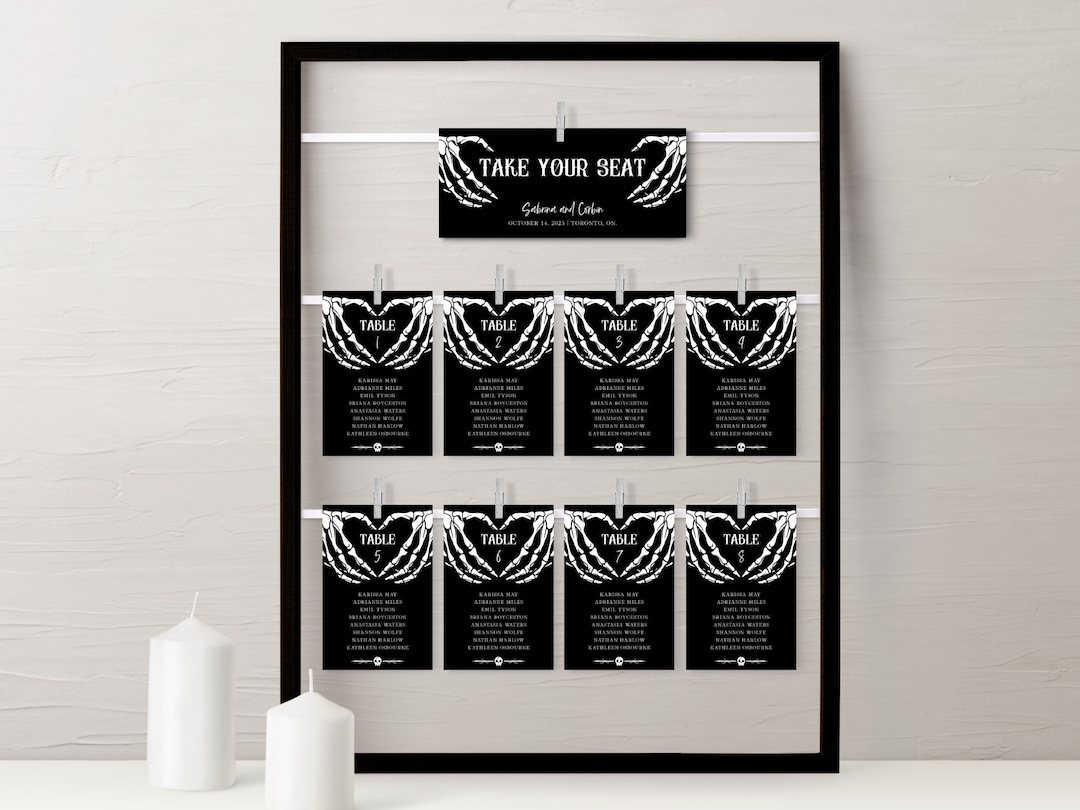 Halloween Wedding Seating Chart Cards, Gothic Wedding Seating Cards ...