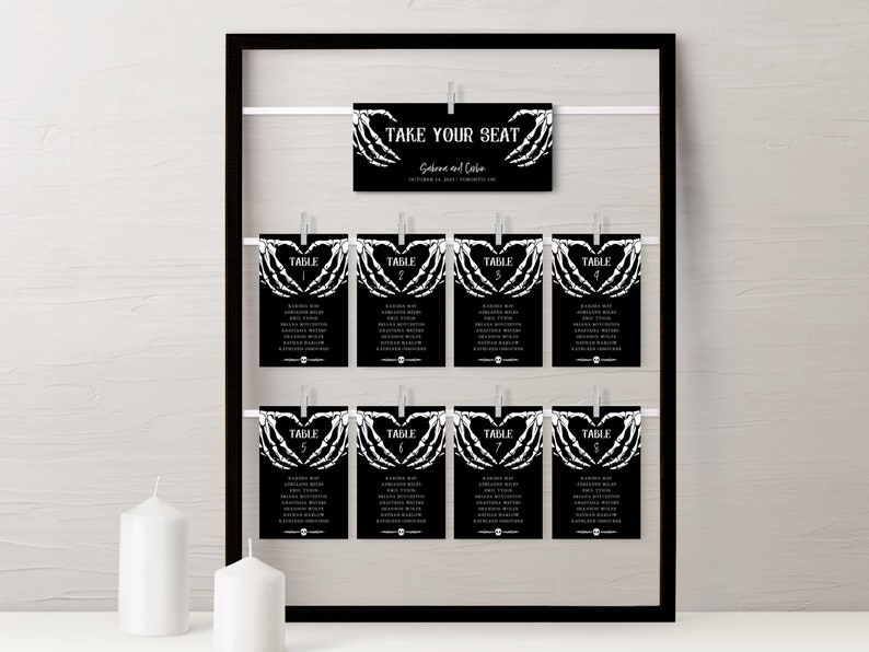 Halloween Wedding Seating Chart Cards, Gothic Wedding Seating Cards ...