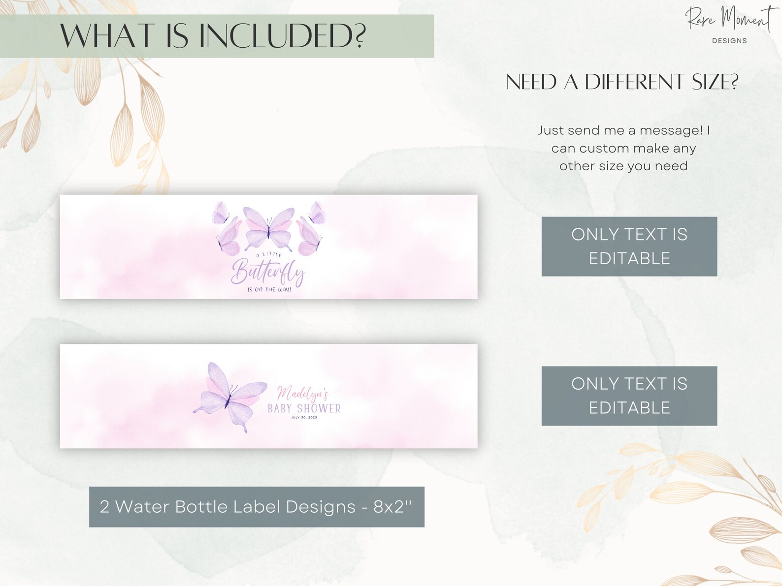 Butterfly Baby Shower Water Bottle Labels Template, Girl Baby Shower ...
