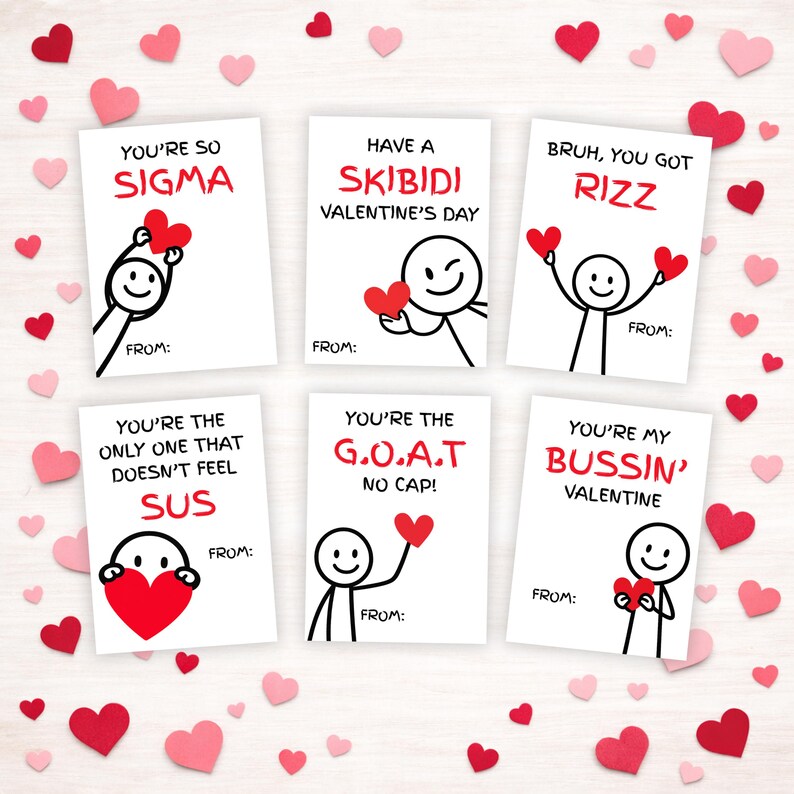 Funny Slang Valentine's Day Cards, Printable Classroom Valentines ...